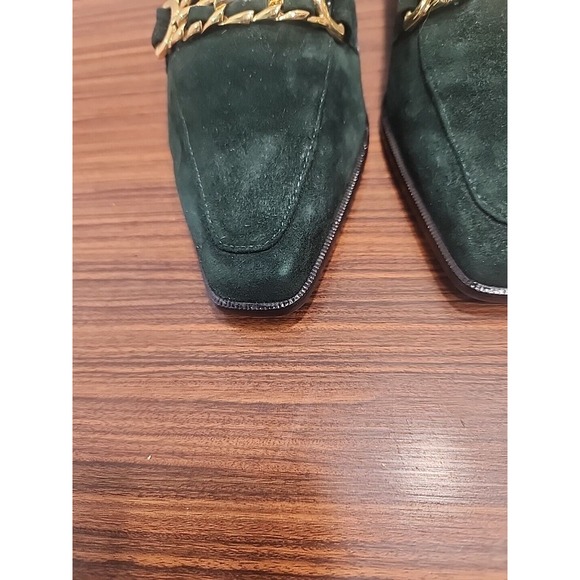 Sacha Too Women's Green Soft Suede Shoes W‎ Gold Chains size 8 AA - Picture 2 of 9